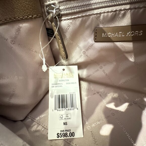 Michael Kors Hamilton Small Satchel Shoulder Bag MK Dust Multi Exotic Embossed - Picture 13 of 14